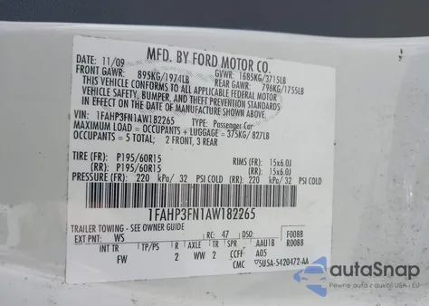 2010 Ford Focus Se из США, поврежденный, VIN 1FAHP3FN1AW182265